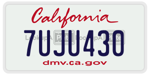 7UJU430 license plate in California