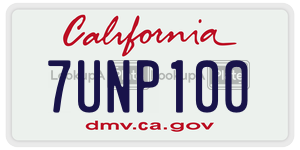 7UNP100 license plate in California