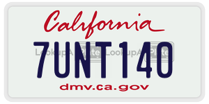 7UNT140 license plate in California