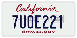 7UOE221  license plate in CA