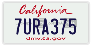 7URA375 license plate in California