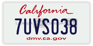 7UVS038  license plate in CA