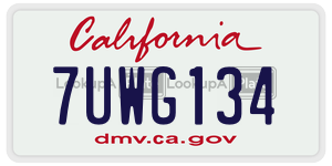 7UWG134 license plate in California