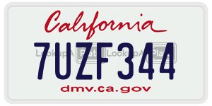 7UZF344 license plate in California