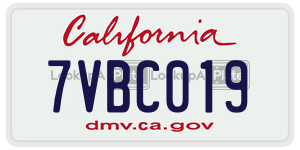 7VBC019 license plate in California