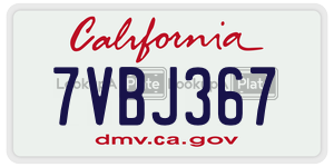 7VBJ367 license plate in California