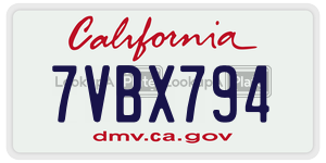 7VBX794  license plate in CA