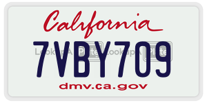7VBY709 license plate in California
