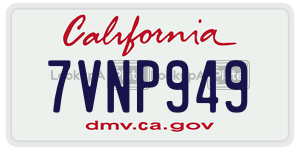 7VNP949 license plate in California