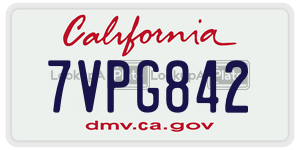 7VPG842  license plate in CA