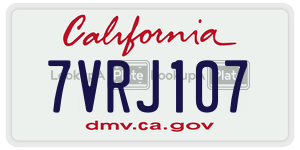 7VRJ107  license plate in CA