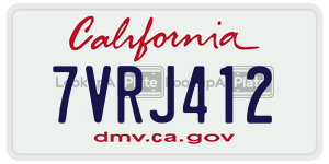 7VRJ412 license plate in California