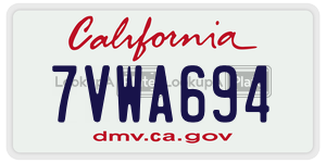 7VWA694 license plate in California