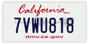7VWU818 license plate in California