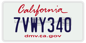 7VWY340  license plate in CA