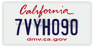 7VYH090 license plate in California