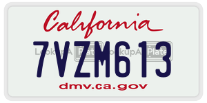 7VZM613 license plate in California