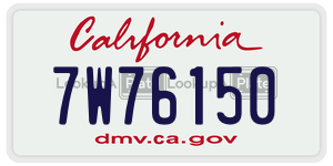 7W76150  license plate in CA