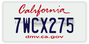 7WCX275 license plate in California