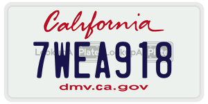 7WEA918 license plate in California