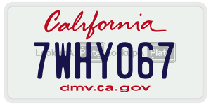 7WHY067 license plate in California