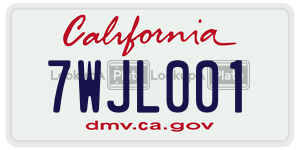 7WJL001  license plate in CA