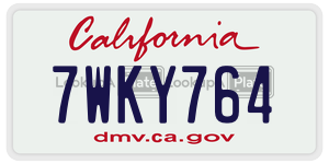 7WKY764  license plate in CA