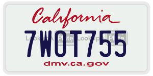 7WOT755 license plate in California