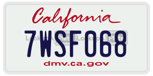 7WSF068  license plate in CA