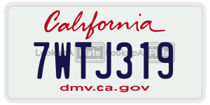 7WTJ319  license plate in CA