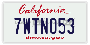 7WTN053  license plate in CA