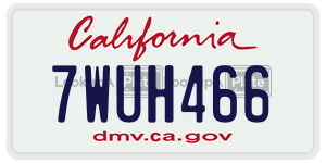 7WUH466  license plate in CA