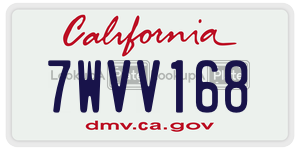 7WVV168  license plate in CA