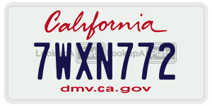 7WXN772 license plate in California