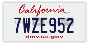 7WZE952  license plate in CA