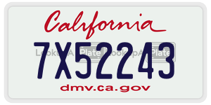 7X52243 license plate in California