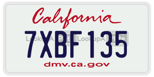 7XBF135 license plate in California