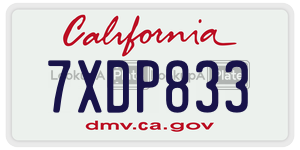 7XDP833  license plate in CA