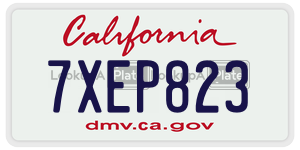7XEP823 license plate in California