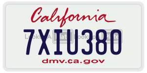 7XIU380  license plate in CA