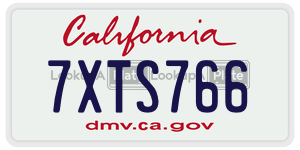 7XTS766 license plate in California