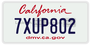 7XUP802  license plate in CA