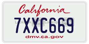 7XXC669  license plate in CA