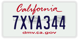 7XYA344  license plate in CA