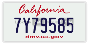 7Y79585 license plate in California