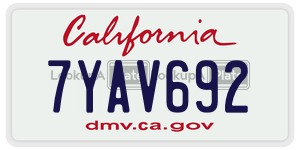 7YAV692 license plate in California