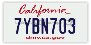 7YBN703 license plate in California
