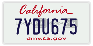 7YDU675 license plate in California