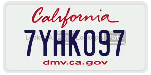 7YHK097  license plate in CA