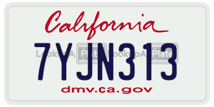 7YJN313  license plate in CA